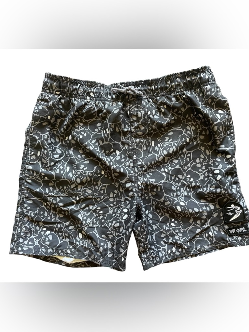 Rip Curl Black and White Skull Print Swim Trunks Boys Size XL / 16